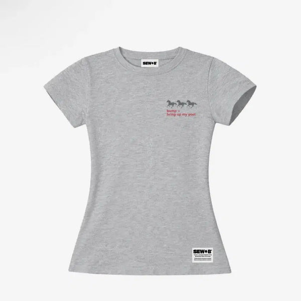 [BUNJANG] Sohbee Post Semi-Crop T-Shirt Gray Melange (Sealed) / [미개봉] 쏘비 post 세미크롭 반팔티 그레이 멜란지