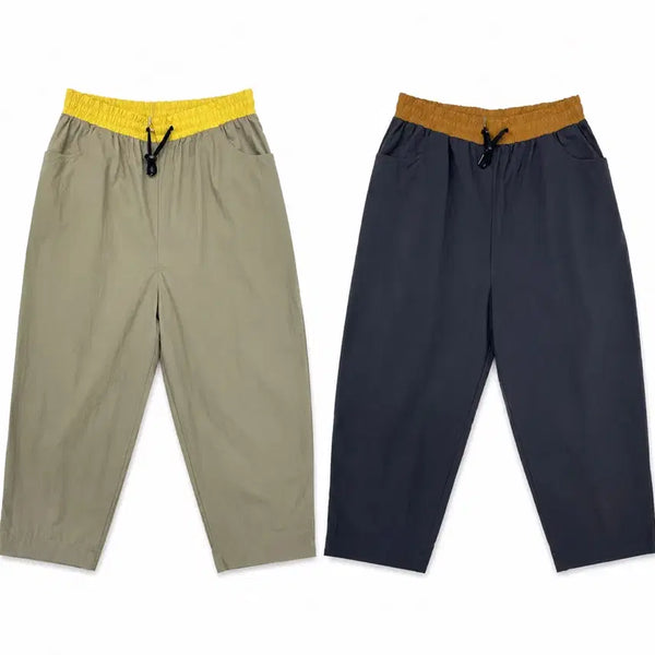 [BUNJANG] ELLE Women's Banding Wide Crop Pants Set (2 Types) / ELLE 엘르 여성 밴딩 와이드 크롭 팬츠 2종 세트 77