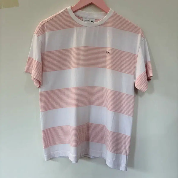 [BUNJANG] Lacoste Striped Short-Sleeve Polo Shirt Pink / 라코스테 스트라이프 반팔 카라티 핑크