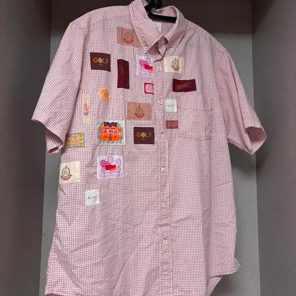 [BUNJANG] Pink House Style Patch Short Sleeve Shirt / 핑크하우스 느낌 패츠 셔츠 반소매 코모 와걸 카메 카라하나 스즈코 카모메산장 하구미