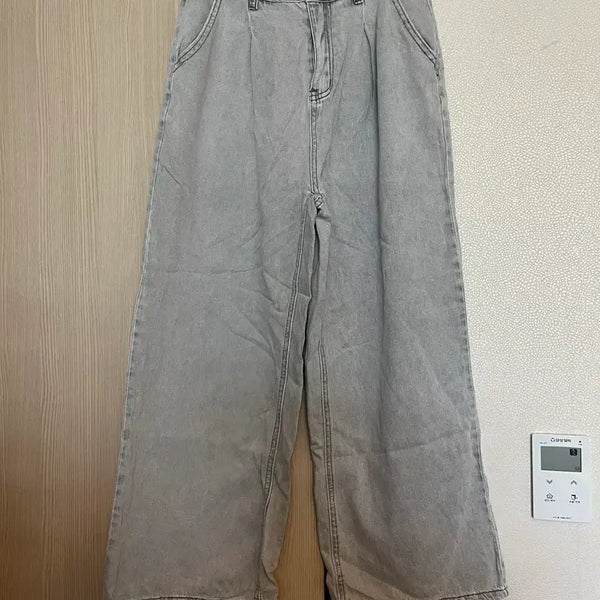 [BUNJANG] Women's Summer Thin Light Wash Wide Leg Denim Pants (Size L) / L 28-29 여름용 얇은 연청 와이드 데님 팬츠 (J5)