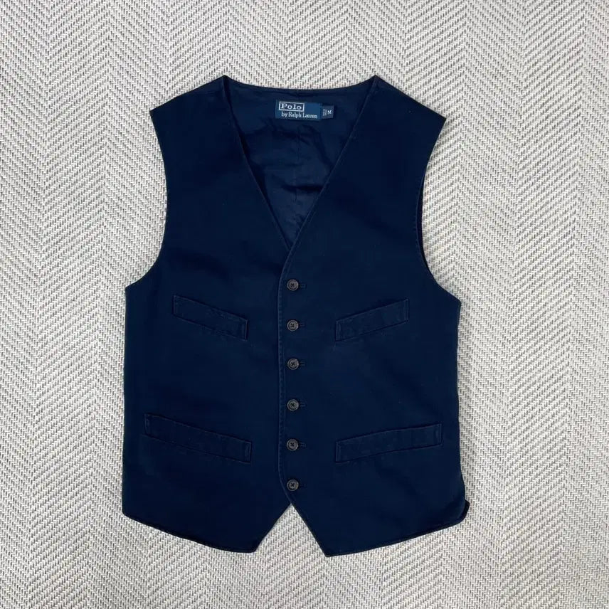 [BUNJANG] Polo Ralph Lauren Navy Cotton Vest M / 폴로 랄프로렌 네이비 코튼 조끼 M