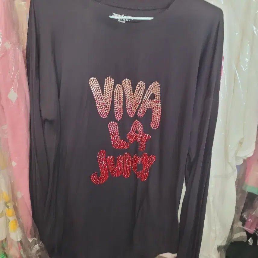 [BUNJANG] Juicy Couture Long Sleeve T-Shirt Black Viva La Juicy S / 쥬시 꾸뛰르 롱슬리브 티셔츠 블랙 비바라쥬시S