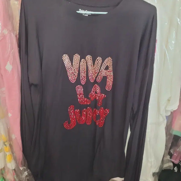 [BUNJANG] Juicy Couture Long Sleeve T-Shirt Black Viva La Juicy S / 쥬시 꾸뛰르 롱슬리브 티셔츠 블랙 비바라쥬시S