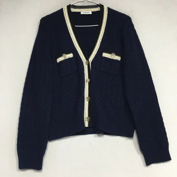 [BUNJANG] Sandro Cable Knit Cardigan Navy / SANDRO 산드로 케이블 니트 가디건 1