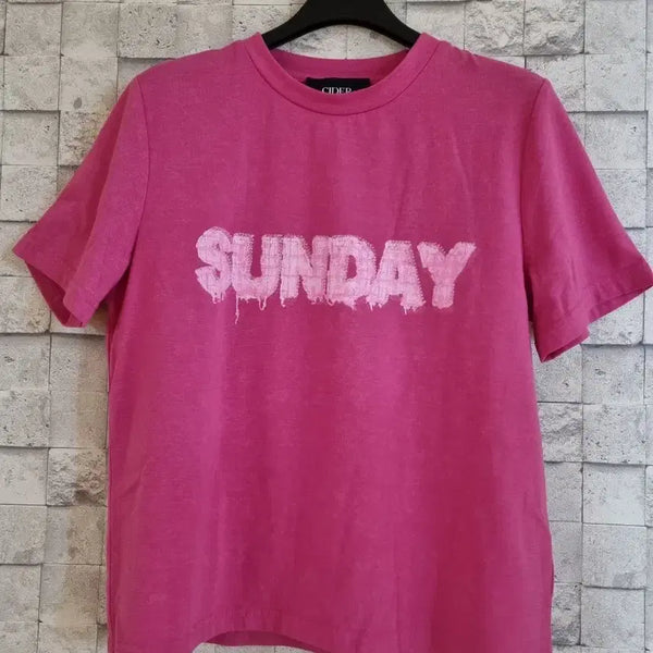 [BUNJANG] CIDER Pink 'SUNDAY' Lettering T-Shirt / CIDER 핑크 티셔츠