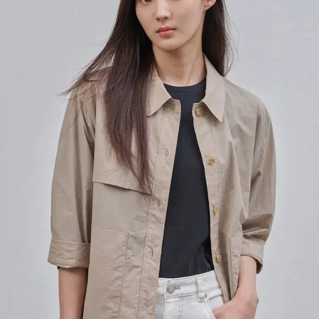 [BUNJANG] Beanpole Ladies 24 Beige Shirt Jacket - Size 95 / 24 빈폴 레이디스 셔츠형 자켓 95