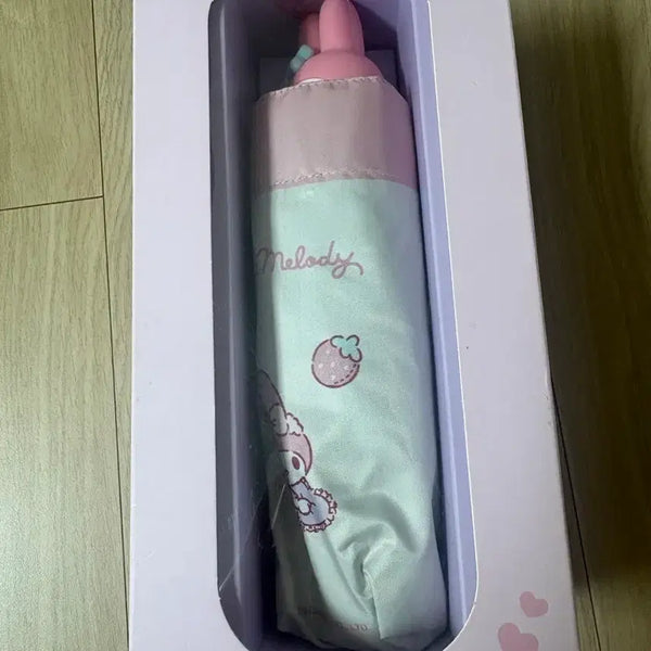 [BUNJANG] Melody Strawberry Pattern Folding Umbrella / 멜로디 딸기 패턴 접이식 우산