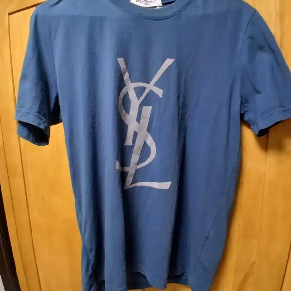 [BUNJANG] Saint Laurent YSL Logo Short Sleeve T-Shirt Blue / (정품)입생로랑 YSL 로고 반팔티 블루