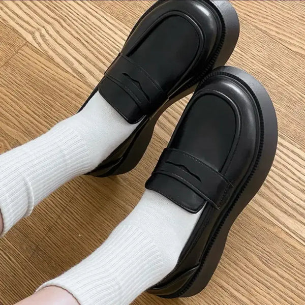 [BUNJANG] Platform Loafers 4.5cm Black 230 / 플랫폼 통굽 로퍼 4.5cm 검정 블랙 230 [잡화]
