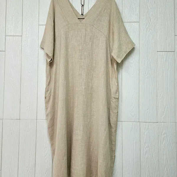 [BUNJANG] V-Neck Linen Dress / 브이넥 린넨 원피스