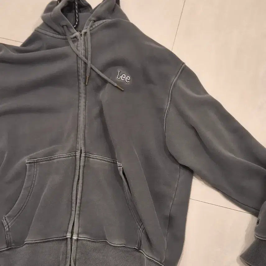 [BUNJANG] Lee Grey Pigment Hooded Zip-Up Jacket / [새상품]Lee 그레이 후드 집업 피그먼트