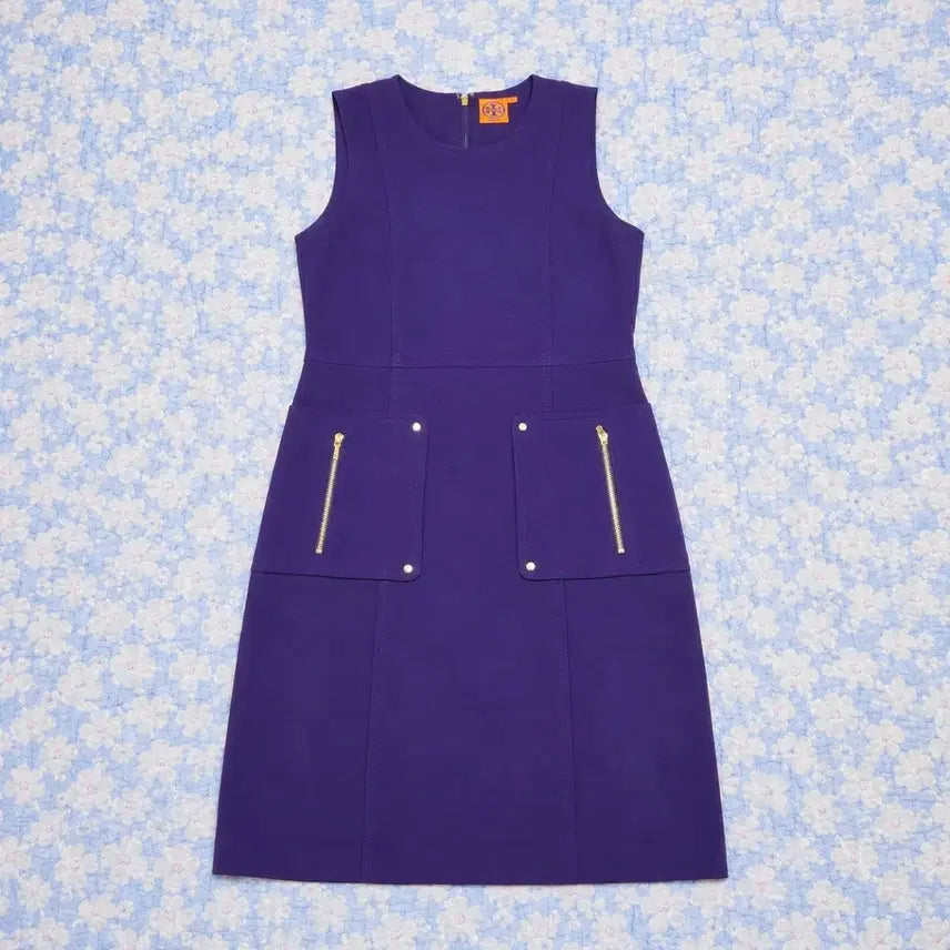 [BUNJANG] Tory Burch Sleeveless Purple Dress with Gold Zipper Pockets / 토리버치 퍼플 민소매 원피스 골드 지퍼 포켓 8