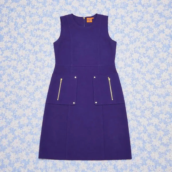 [BUNJANG] Tory Burch Sleeveless Purple Dress with Gold Zipper Pockets / 토리버치 퍼플 민소매 원피스 골드 지퍼 포켓 8