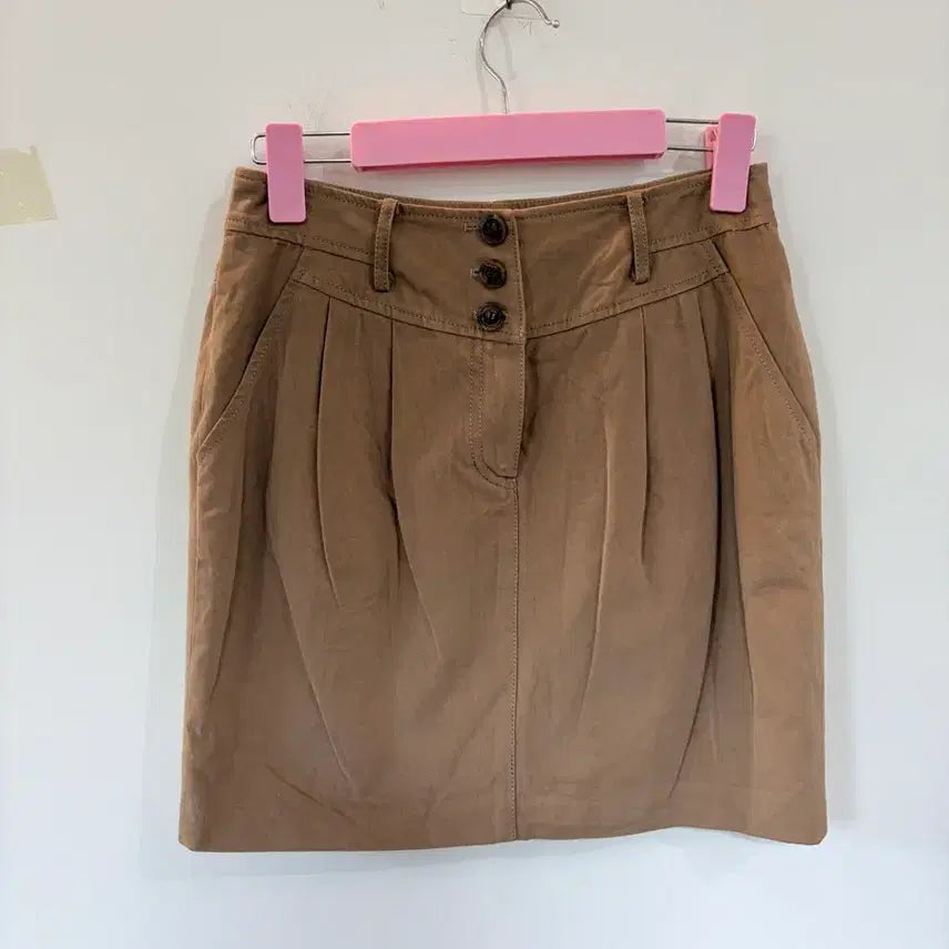 [BUNJANG] Tomboy Camel Pintuck Midi Skirt / 톰보이 카멜 핀턱 스커트