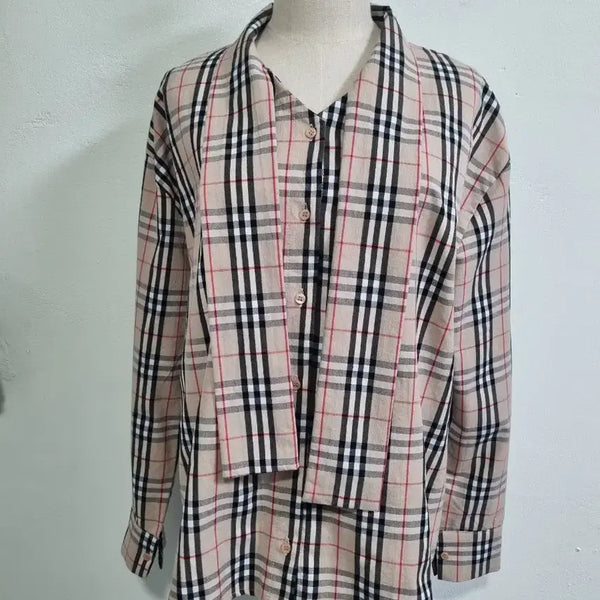 [BUNJANG] UPPERSTAR Women's Check Shirt Beige / UPPERSTAR 여성 체크셔츠