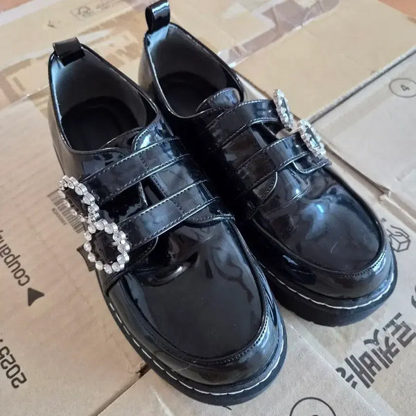 [BUNJANG] Dear My Love Double Bijoux Buckle Pumps Black Enamel 4cm Heel Size 250 / 디어마이러브 더블 비쥬 버클 펌프스 250 통굽 굽 4센치 블랙 에나멜