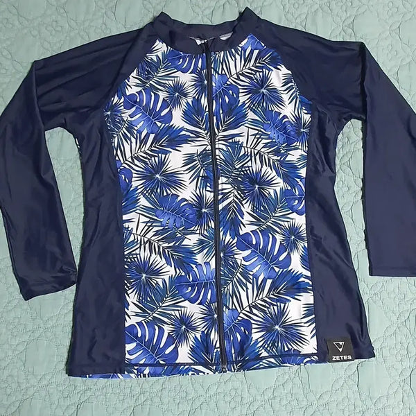 [BUNJANG] Jetes Rash Guard Blue Tropical Print / 제테스 래쉬가드 블루 열대 무늬
