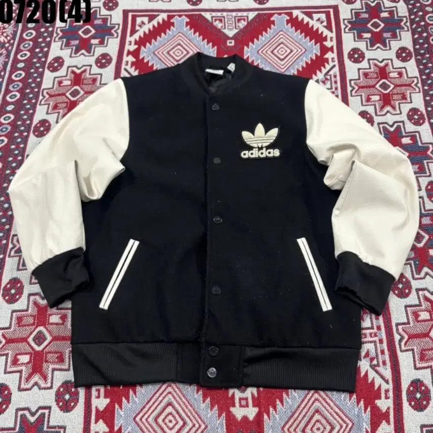 [BUNJANG] Adidas Letterman Jacket Black/White / 아디다스 레터맨 자켓 블랙/화이트 0720