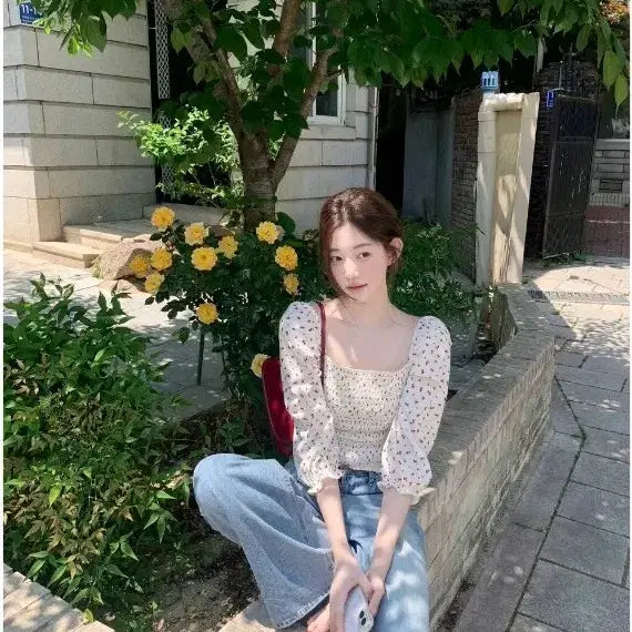 [BUNJANG] JENNIE O LOGIE Seasons Square Blouse Ivory S / 제니오 로지 시즌스 스퀘어 블라우스 아이보리 s