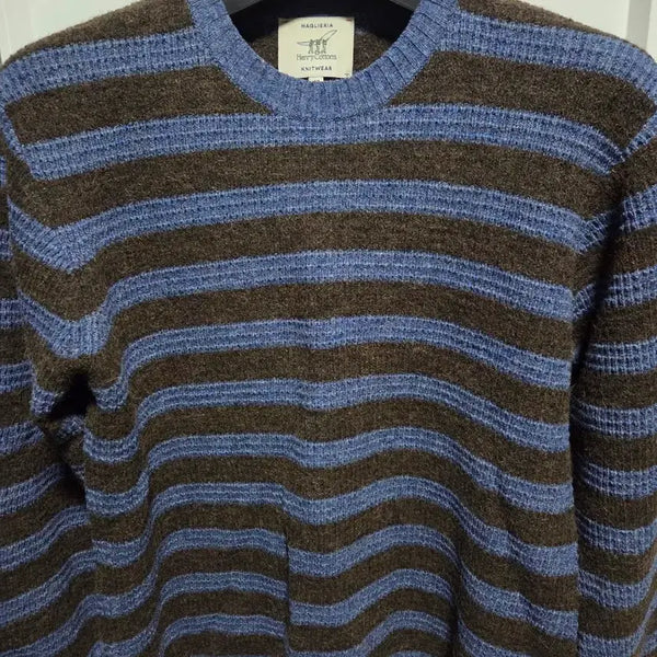 [BUNJANG] Henry Cotton's Striped Knit Blue/Brown / 헨리코튼 스트라이프 니트 블루/브라운