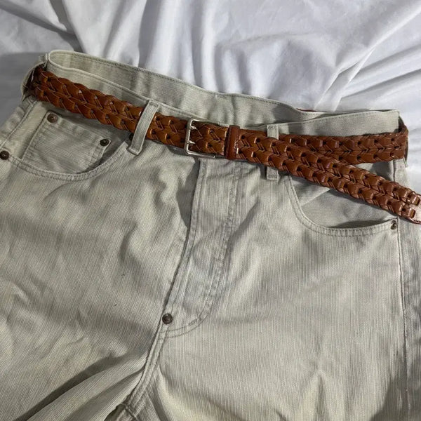 [BUNJANG] Vintage Braided Leather Belt / 빈티지 브레이드 레더 벨트