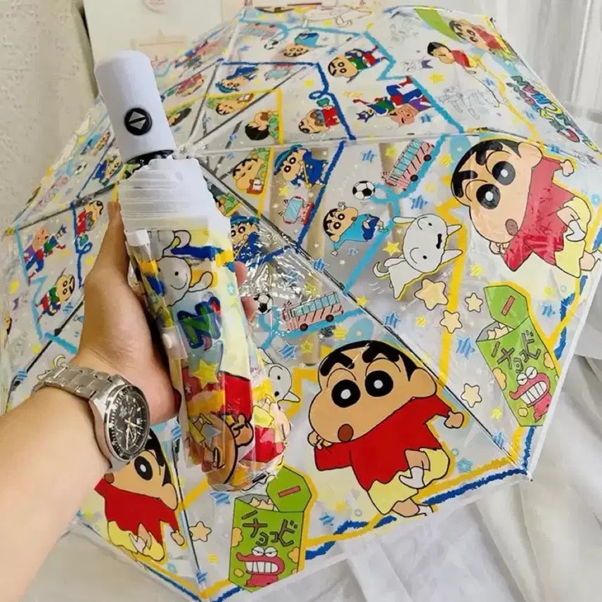 [BUNJANG] Crayon Shin-chan Clear Automatic Umbrella / 짱구는못말려 투명 자동 우산