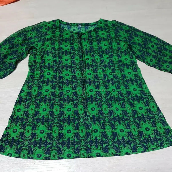 [BUNJANG] Green Pattern Blouse XL / 초록 패턴 블라우스 XL