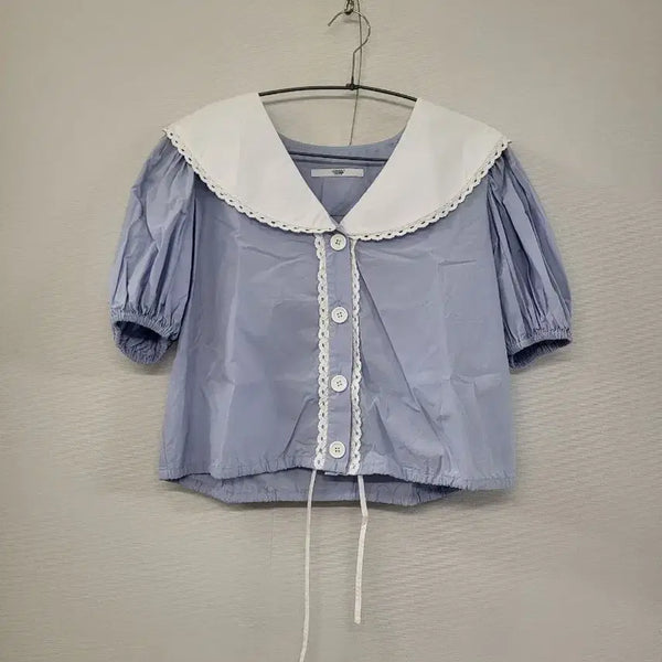 [BUNJANG] Johnny Hates Jazz Light Blue Lace Puff Sleeve Blouse / 쟈니헤잇재즈 블라우스