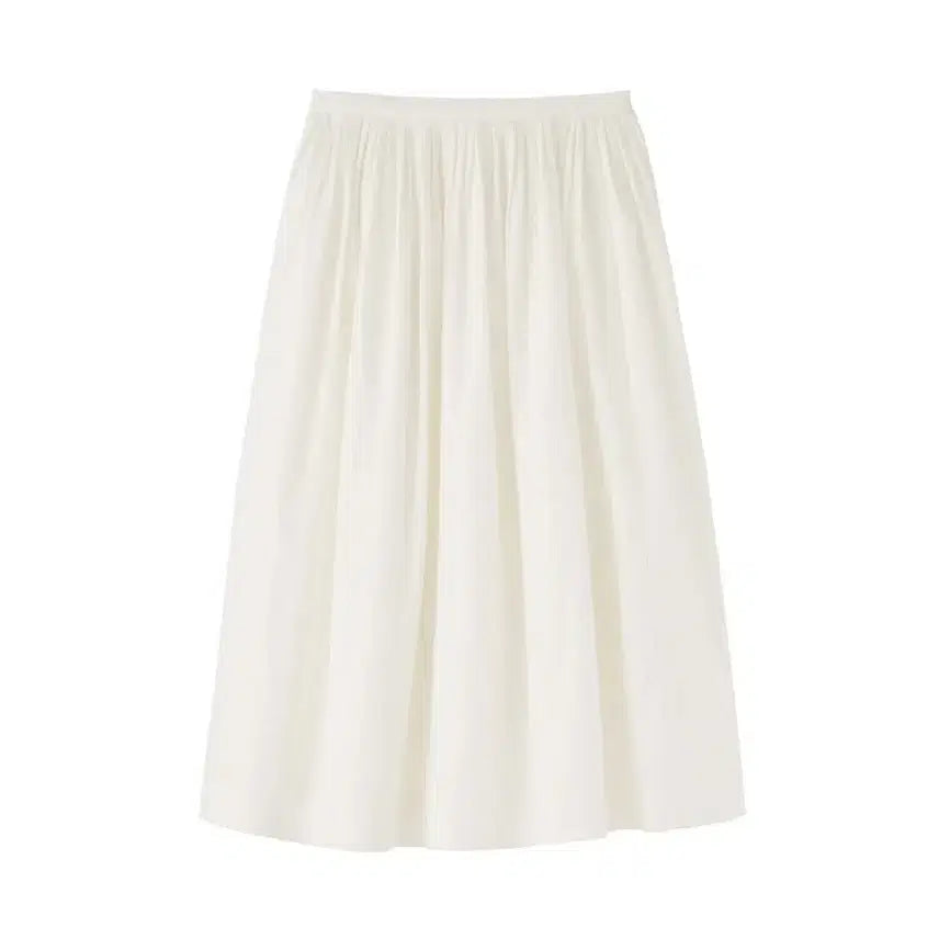 [BUNJANG] MUJI Labo High-Density Poplin Tuck Skirt Off White / 무인양품 라보 고밀도 포플린 턱 스커트 58 화이트