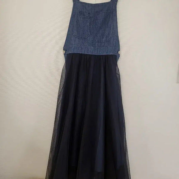 [BUNJANG] Ozcece Chiffon Tutu Denim Dress / 오즈세컨 쉬폰튜튜 데님 원피스