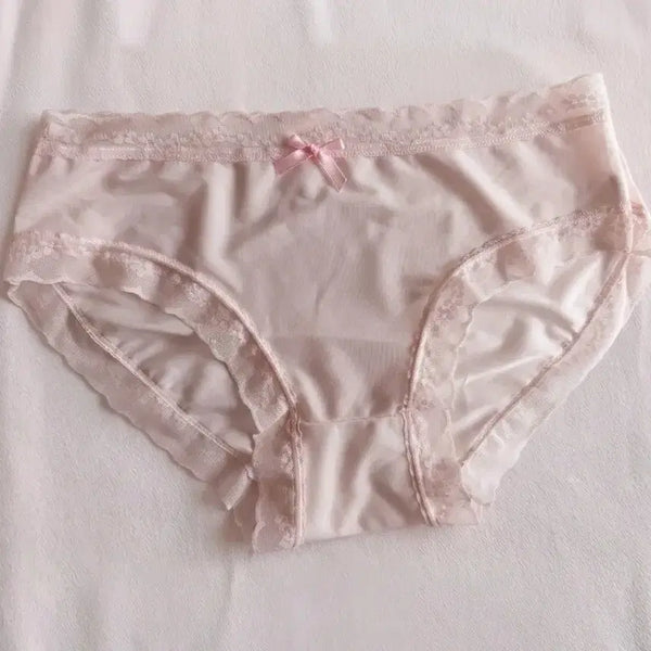 [BUNJANG] Satin Ribbon Panty Pink / 새틴 리본 팬티 핑크