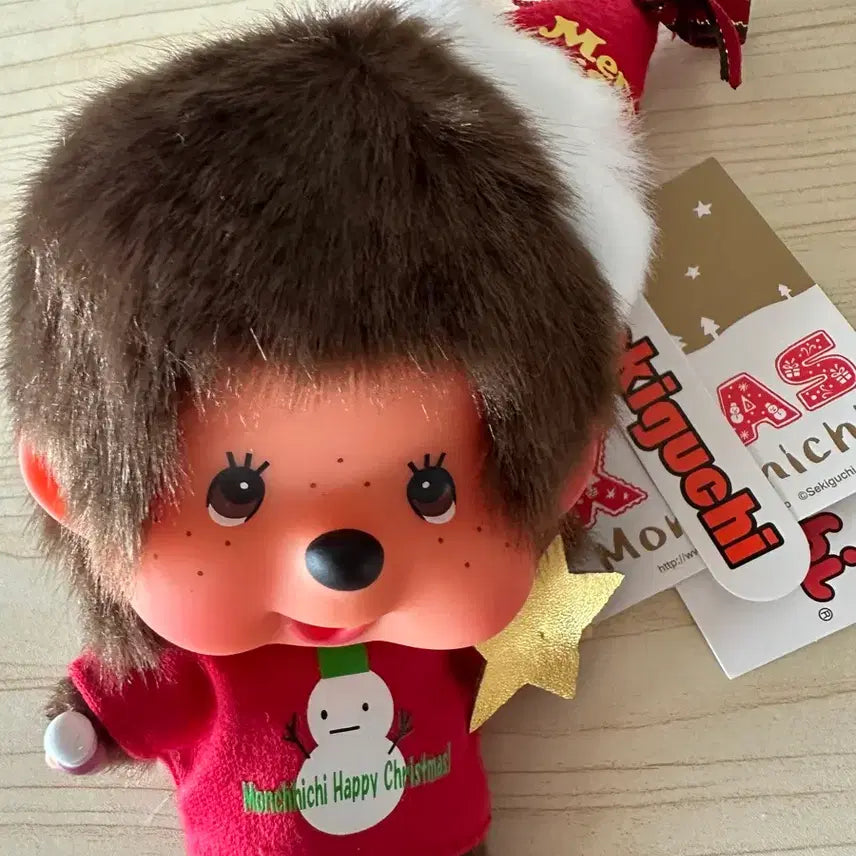 [BUNJANG] Sekiguchi Monchhichi Big Head Christmas Doll Keychain / 세키구치 몬치치 빅대두 크리스마스 인형 키링