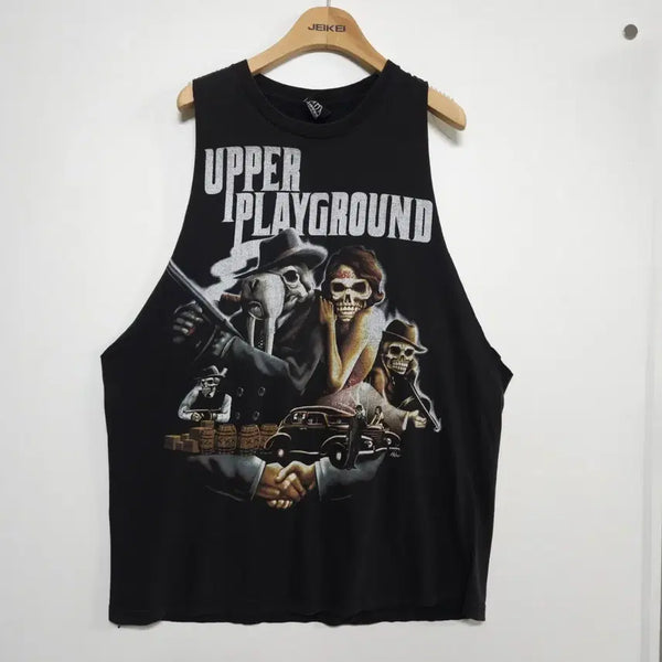 [BUNJANG] UPPER PLAYGROUND Vintage Graphic Sleeveless Shirt (Unisex) / 남녀공용 오버핏 UPPER PLAYGROUND 빈티지 그래픽 나시