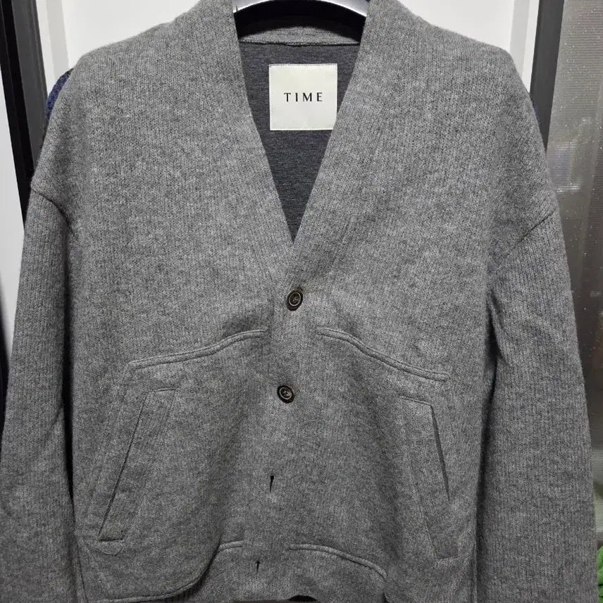[BUNJANG] Time Homme Baseball Cardigan Grey / 타임옴므 베이스볼 가디건 그레이
