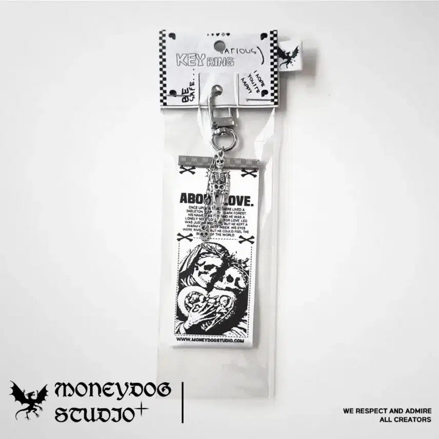 [BUNJANG] Moneydogstudio Skull About Love Label Keychain / 머니독스튜디오 moneydogstudio 해골 about love 라벨 키링 미개봉