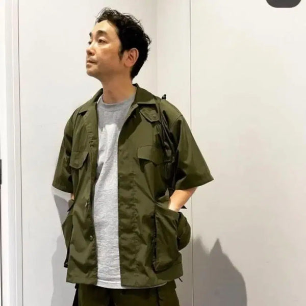 [BUNJANG] DAIWA PIER39 Tech French Mill Field Short Sleeve Shirt Khaki / 다이와피어39 테크 프렌치 밀 필드 반팔셔츠 카키