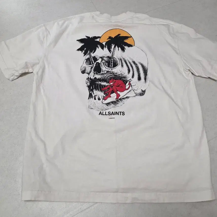 [BUNJANG] All Saints Surfing Skull T-Shirt / 올세인츠 서핑 해골 반팔티