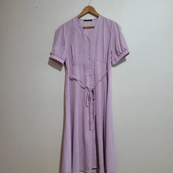 [BUNJANG] Plastic Island Polka Dot Short Sleeve Maxi Dress / 플라스틱아일랜드  원피스