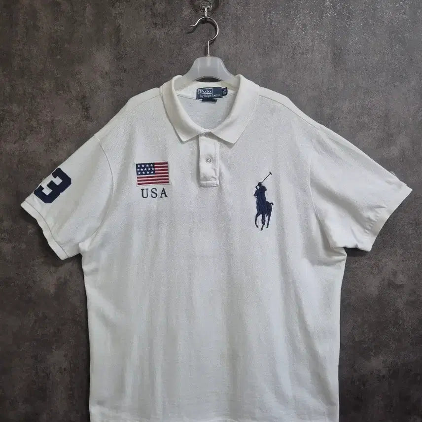 [BUNJANG] Polo Ralph Lauren Big Pony USA Flag Polo Shirt XXL / 폴로 랄프로렌 빅포니 USA 성조기 카라티 XXL