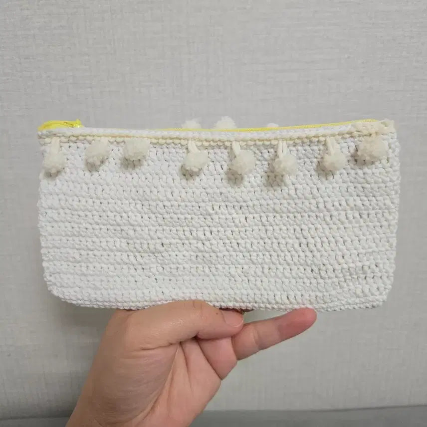 [BUNJANG] Handmade Knit Pouch White Foam Multi-purpose Pouch Wallet / 수제 뜨개파우치 화이트폼 다용도 파우치 지갑