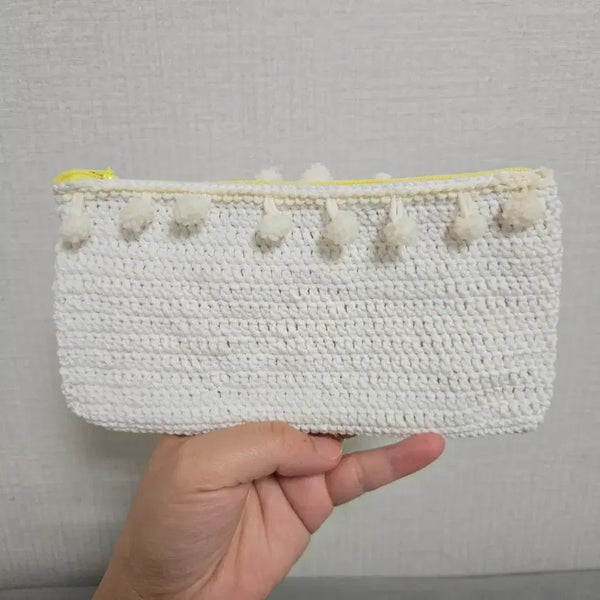 [BUNJANG] Handmade Knit Pouch White Foam Multi-purpose Pouch Wallet / 수제 뜨개파우치 화이트폼 다용도 파우치 지갑