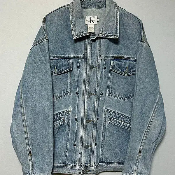 [BUNJANG] Calvin Klein 90s Vintage Urban Multi-Pocket Denim Jacket (USA Made, XL) / 캘빈클라인90s 빈티지 어반 멀티포켓 남자 데님자켓 미국생산 XL 105