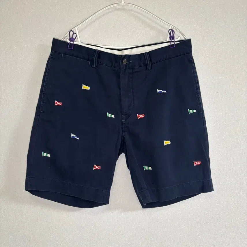 [BUNJANG] Polo Ralph Lauren Flag Embroidery Shorts Navy 32 / 폴로 랄프로렌 깃발자수 반바지 32
