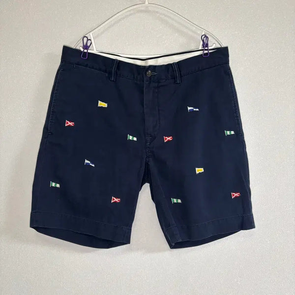 [BUNJANG] Polo Ralph Lauren Flag Embroidery Shorts Navy 32 / 폴로 랄프로렌 깃발자수 반바지 32