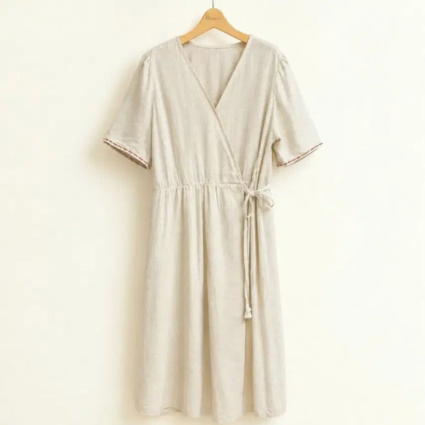 [BUNJANG] Linen Short-Sleeve Long Dress / 55 66 77 새상품 여성 린넨 반팔 원피스 마원피스 롱원피스 새제품