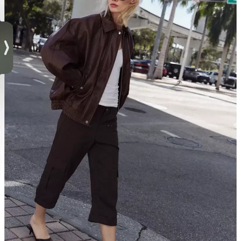 [BUNJANG] Zara Faux Leather Bomber Jacket / 자라 페이크 레더 봄버쟈켓