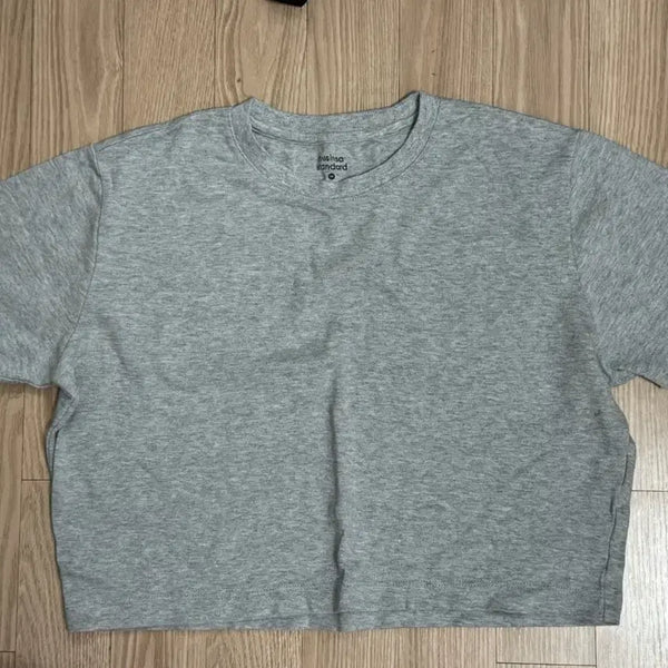 [BUNJANG] MUSINSA STANDARD Basic Cropped T-Shirt Grey / 무신사 스탠다드 베이직 기본 크롭티 크롭 티셔츠 그레이 회색