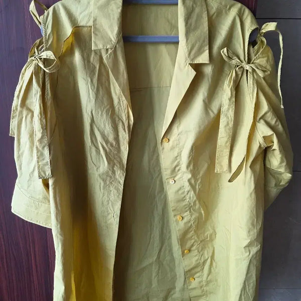 [BUNJANG] System Ribbon Point Shirt / 시스템 셔츠  리본 포인트
