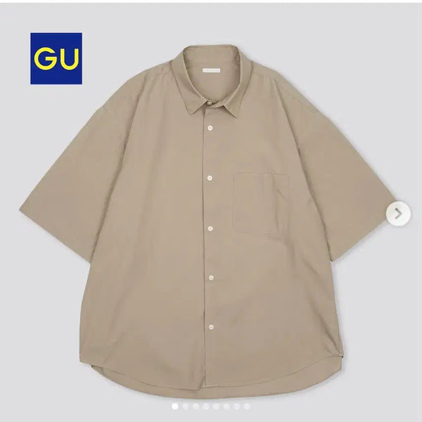 [BUNJANG] GU Men's Oversized Fit Short Sleeve Shirt Beige L / 남자 GU 반팔 오버핏 셔츠